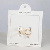 18K Gold Dipped Petite CZ Dangle Earrings