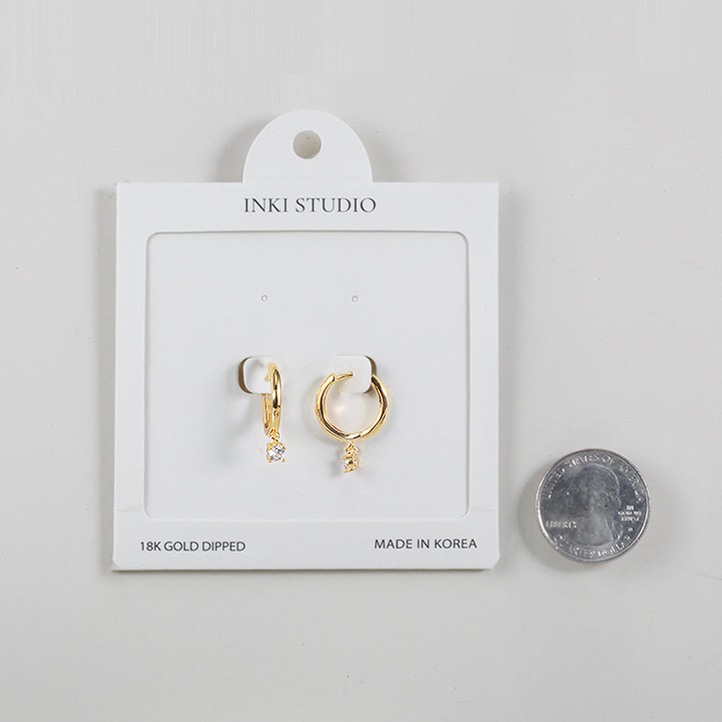 18K Gold Dipped Petite CZ Dangle Earrings