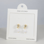 18K Gold Dipped Knotty Classy Pearl Drop Earrings