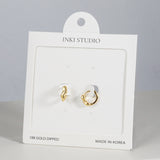 18K Gold Dipped Modern Wave Huggie Earrings