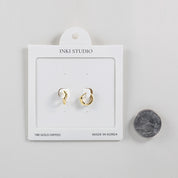 18K Gold Dipped Modern Wave Huggie Earrings