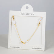 18K Gold Dipped Teardrop & Pearl Station Necklace