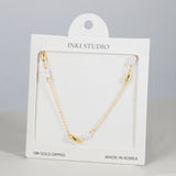 18K Gold Dipped Teardrop & Pearl Station Necklace