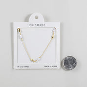 18K Gold Dipped Teardrop & Pearl Station Necklace