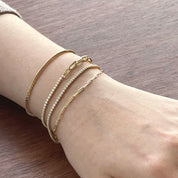 18K Gold Dipped Half-and-Half Rhinestone & Paperclip Chain Bracelet