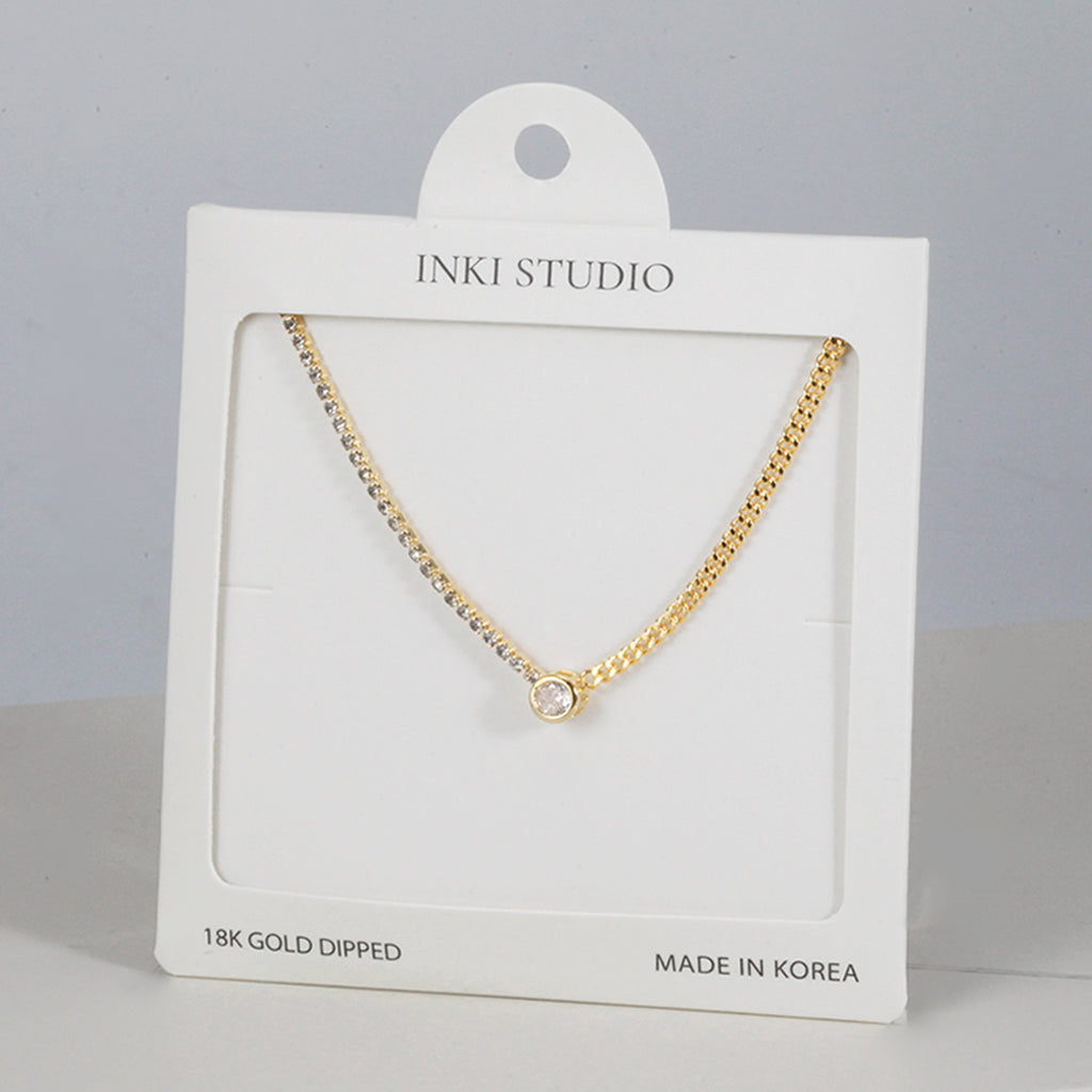18K Gold Dipped Half & Half Statement Necklace