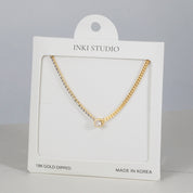 18K Gold Dipped Half & Half Statement Necklace