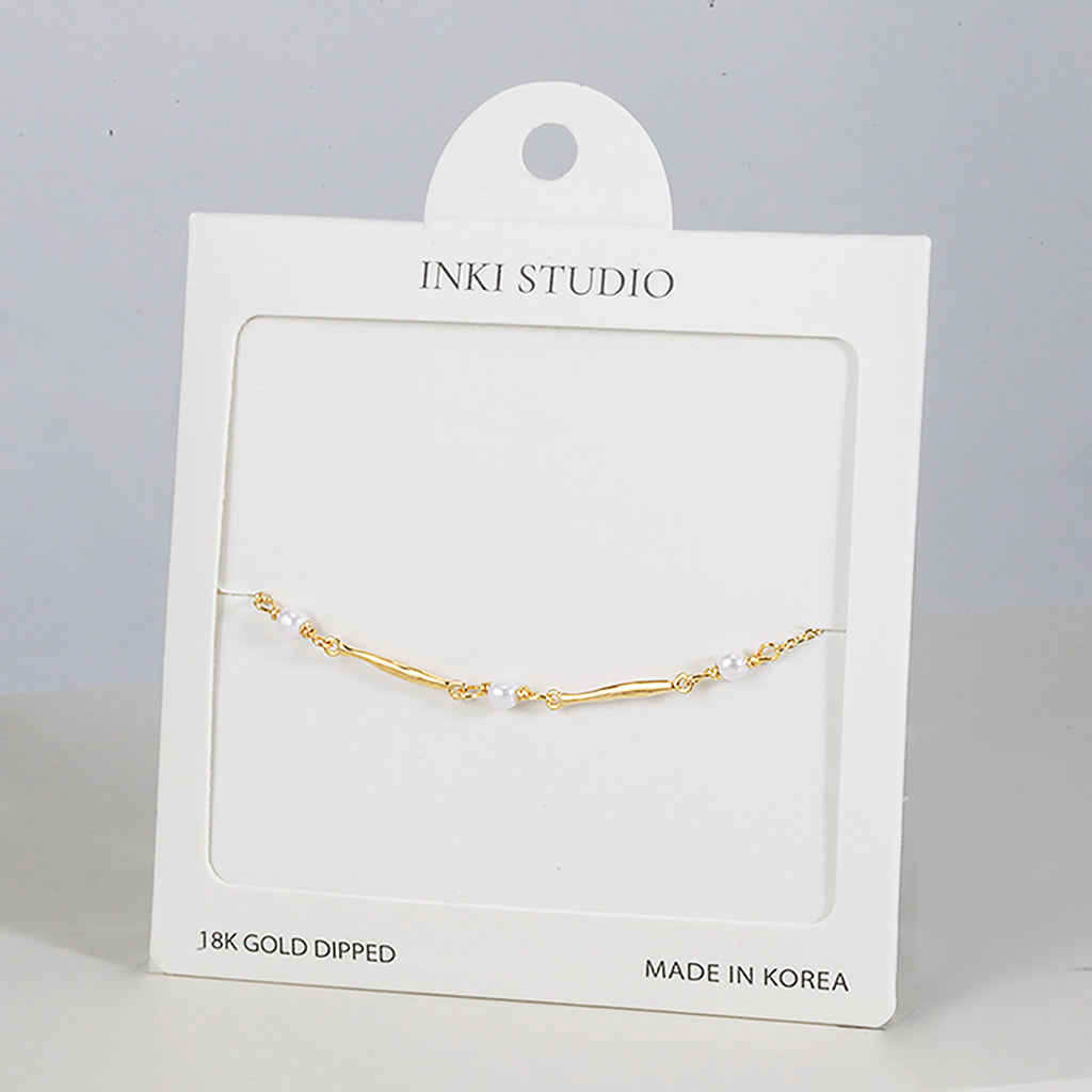 18K Gold Dipped V-Line Trio Pearl Bracelet