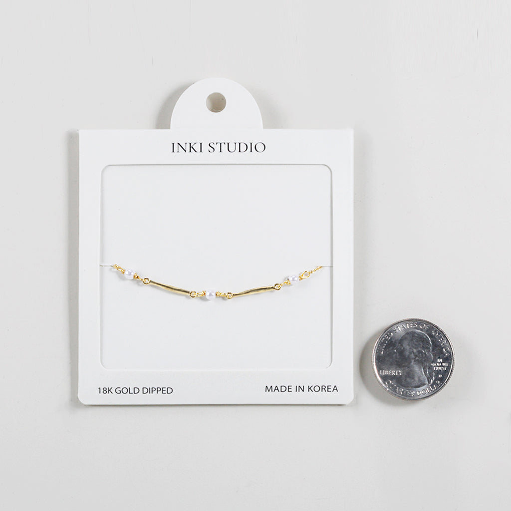18K Gold Dipped V-Line Trio Pearl Bracelet