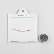18K Gold Dipped V-Line Trio Pearl Bracelet