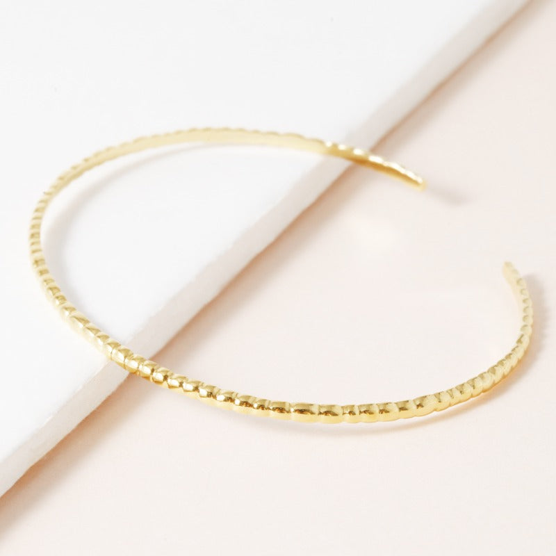 Rustic Bamboo Bangle - 18K Gold Dipped, White Gold Dipped