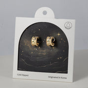 18K Gold Dipped Colorful CZ Royal Sparky Barrel Earrings