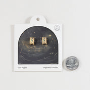 18K Gold Dipped Colorful CZ Royal Sparky Barrel Earrings