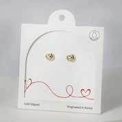 18K Gold Dipped Two-Tone Heart Button Earrings