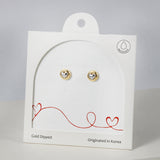 18K Gold Dipped Two-Tone Heart Button Earrings