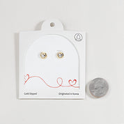 18K Gold Dipped Two-Tone Heart Button Earrings