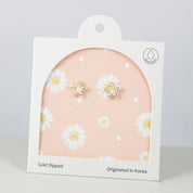 18K Gold Dipped CZ & Pearl Floral Bloom Earrings