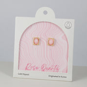 18K Gold Dipped Rose Quartz Stone Glow Frame Earrings