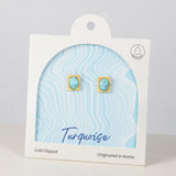 18K Gold Dipped Turquoise Stone Glow Frame Earrings