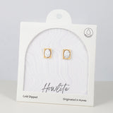 18K Gold Dipped Howlite Stone Glow Frame Earrings