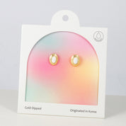 18K Gold Dipped Opal Halo Bezel Earrings