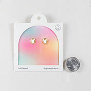 18K Gold Dipped Opal Halo Bezel Earrings