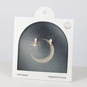 18K Gold Dipped CZ Stud Dewy Leaf Earrings