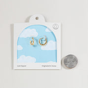 18K Gold Dipped CZ Eclipse Twist Earrings
