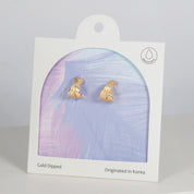 18K Gold Dipped Textured Modern Crossway Hoop Earrings