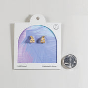 18K Gold Dipped Textured Modern Crossway Hoop Earrings