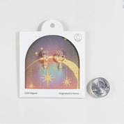 18K Gold Dipped Dangling Drop Starry Bounce Earrings