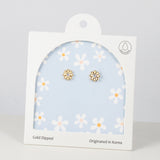 18K Gold Dipped CZ Golden Daisy Earrings