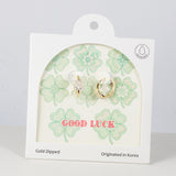 18K Gold Dipped Pave CZ Lucky Shiny Clover Earrings