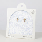 18K Gold Dipped Cute Chubby Cross Earrings