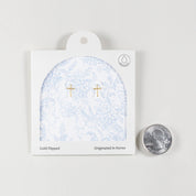 18K Gold Dipped Cute Chubby Cross Earrings
