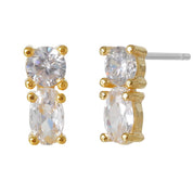 Double Sparkle Stud Earrings - 18K gold Dipped, White Gold Dipped
