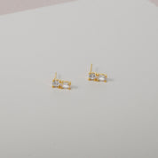 Double Sparkle Stud Earrings - 18K gold Dipped, White Gold Dipped