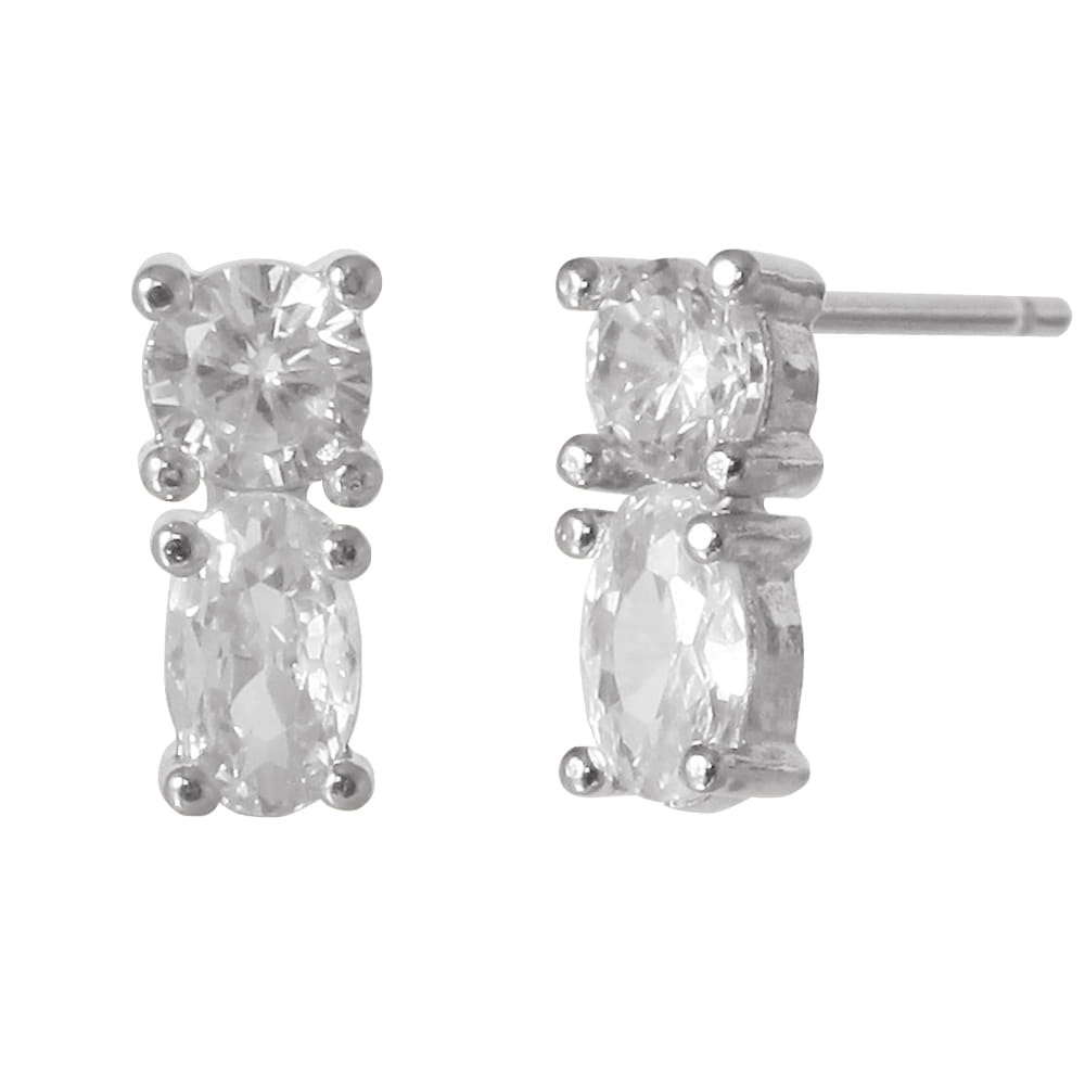 Double Sparkle Stud Earrings - 18K gold Dipped, White Gold Dipped