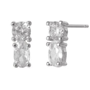 Double Sparkle Stud Earrings - 18K gold Dipped, White Gold Dipped