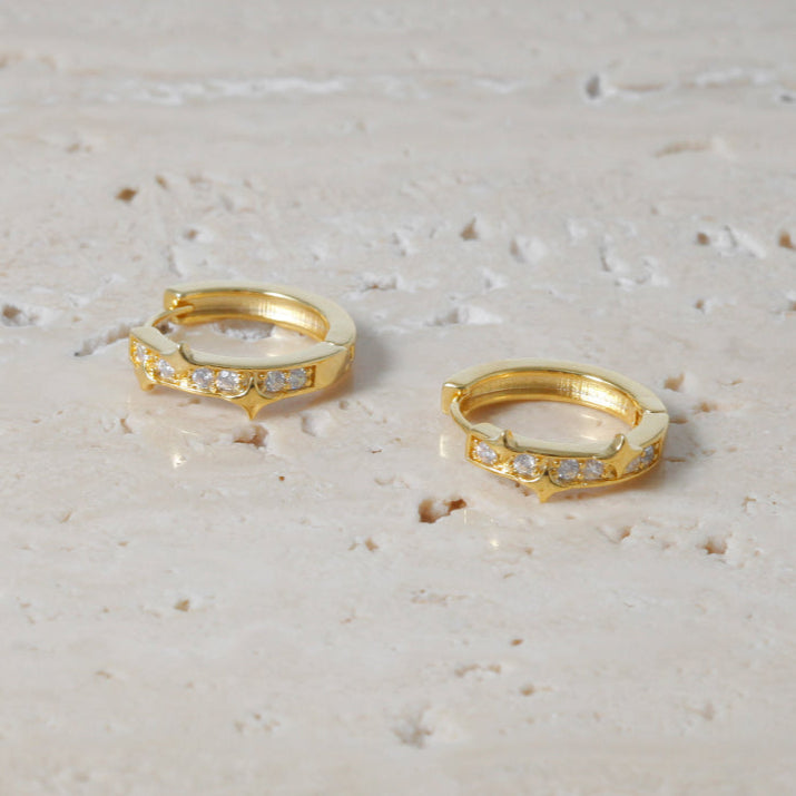 Starlight Glow Pavé Hoop Earrings - 18K Gold Dipped, White Gold Dipped