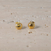 Golden Bite Apple Stud Earrings - 18K Gold Dipped, White Gold Dipped