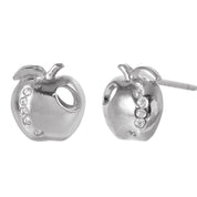 Golden Bite Apple Stud Earrings - 18K Gold Dipped, White Gold Dipped