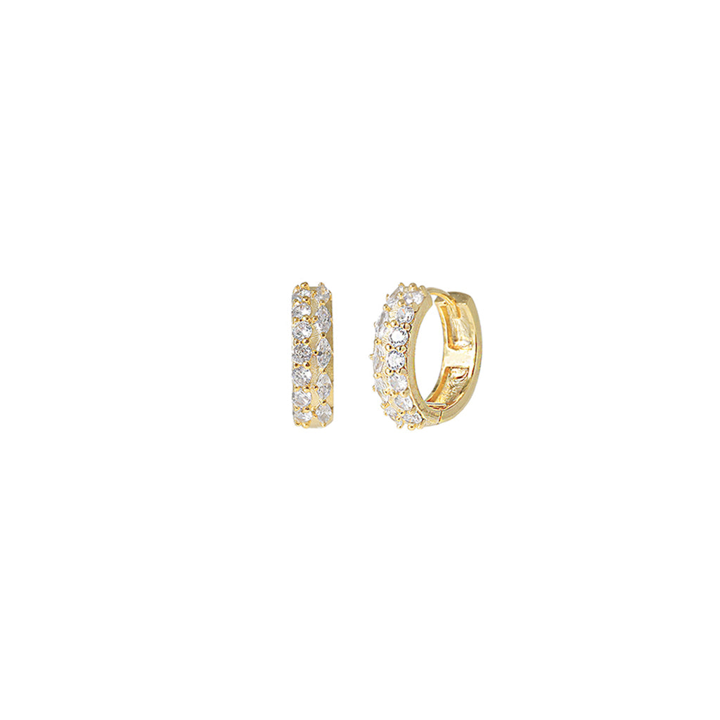 18K Gold Dipped Double Row Marquise & Round CZ Hinged Hoop Earrings