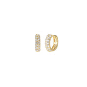 18K Gold Dipped Double Row Marquise & Round CZ Hinged Hoop Earrings