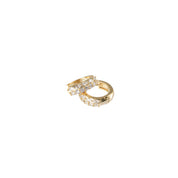 18K Gold Dipped Double Row Marquise & Round CZ Hinged Hoop Earrings
