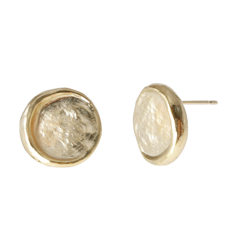 Moon Medallion Stud Earrings - 18K Gold Dipped, White Gold Dipped