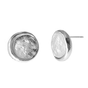 Moon Medallion Stud Earrings - 18K Gold Dipped, White Gold Dipped
