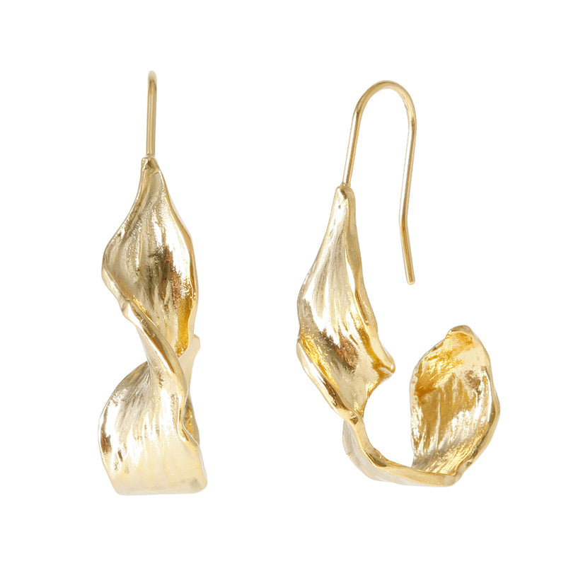 Twist of Gold Drop Earrings - 18K Gold Dipped, White Gold Dipped