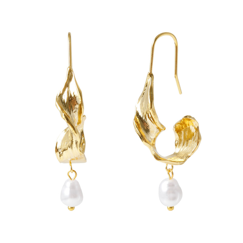 Pearl Cascade Drop Earrings - 18K Gold Dipped, White Gold Dipped