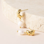 Pearl Knot Drop Earrings - 18K Gold Dipped, White Gold Dipped